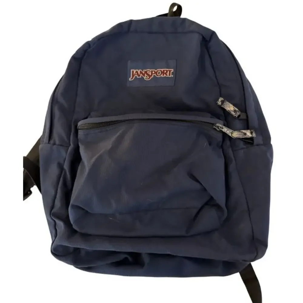Vintage JanSport Backpack Blue Classic School Book Bag Retro Daypack USA Style